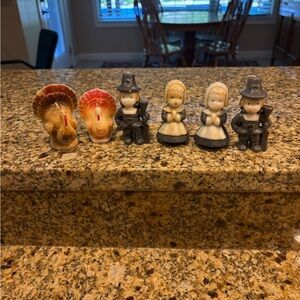 Lot of 6 Vintage Gurley Candles Thanksgiving Pilgrims Turkeys Unburnt